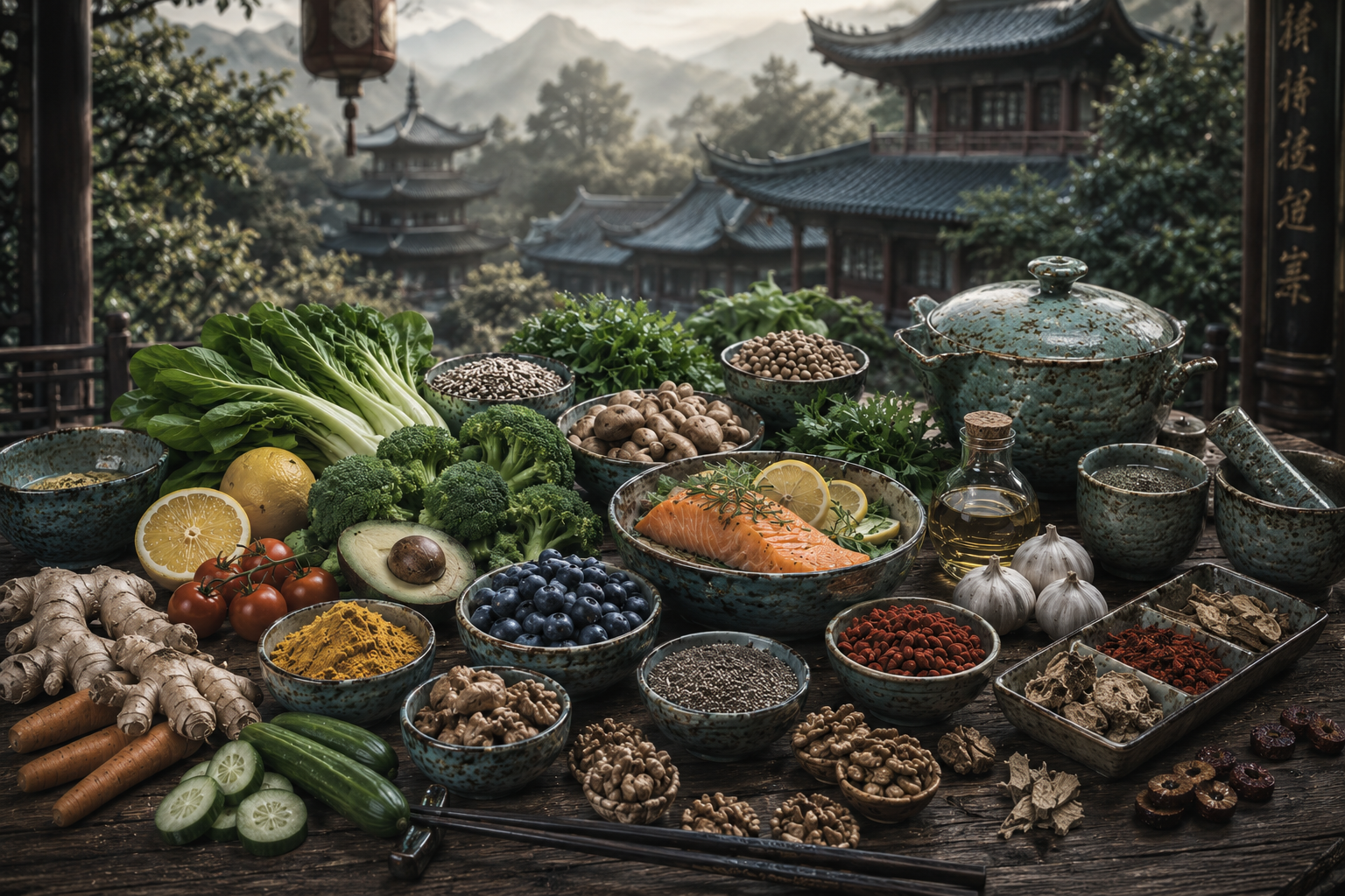 TCM Food redactie met Chinese voedingsleer materialen