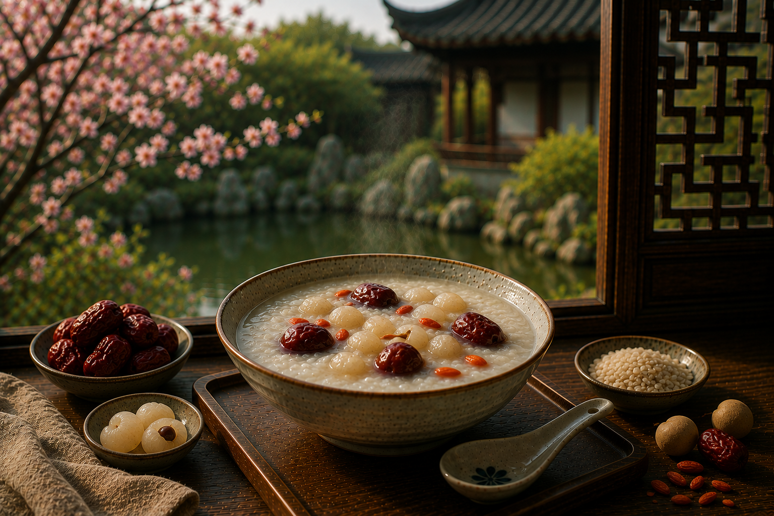 Rode dadel-longan pap